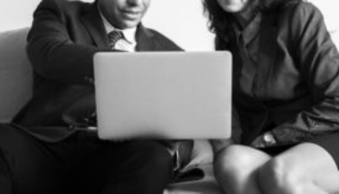 Business people working on gadgets